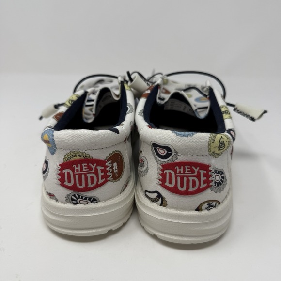 Hey Dude Wally Mens 9 White Spring Break Beer Bash Alcohol Slip On Loafer NEW - Picture 3 of 8